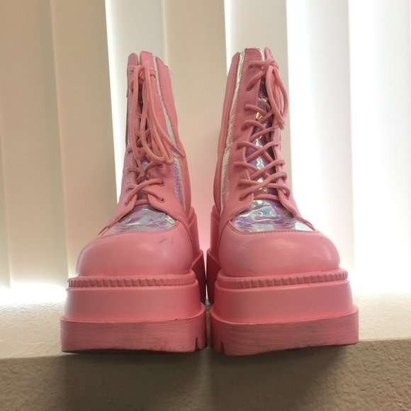 PRE LOVED - Pink Poison Platform Boots PNK/9 - SH249 - Picture 2 of 6